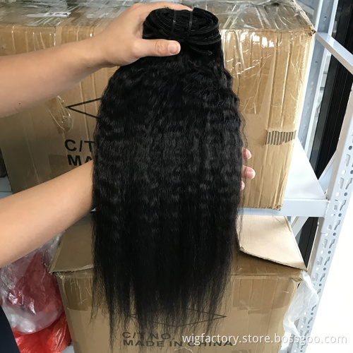 Kinky straight cutile alinged hair clip ins, 120g/pack 8pcs clip ins virgin hair, kinky straight clip in hair extensions